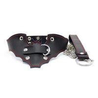 Schwarze PU-Leder Halskette Choker Schmuck mit Edelstahlkette Geschenk für Frauen und Männer