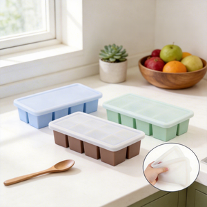 Beijia Walfos – Lot de 4 récipients en silicone empilables avec couvercle, 1,5 tasse, résistants au lave-vaisselle, bleus, pour soupe, sauce, restes et préparation de repas - Product Image 4