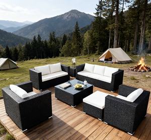 Canapé d'extérieur en rotin noir populaire en ligne, résistant au soleil et à l'eau, mobilier de loisirs pour balcon de jardin, combinaison multi-<span class=keywords><strong>places</strong></span> - Product Image 3