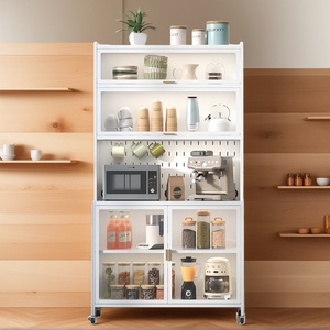 Mueble de Cocina Moderno de Acero con Puertas, Armario de Almacenamiento Independiente de Varias Capas para Uso Doméstico - Product Image 1