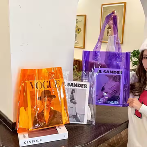Transparent PVC <b>Buckle</b> Closure Tote Bag for Women Advertising Gift with Customized Logo - Product Image 1