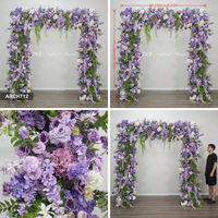 Arche florale carrée sur mesure de 2,4 m en hydrangeas et glycines violets, fleurs artificielles pour décoration de toile de fond d'événements de luxe