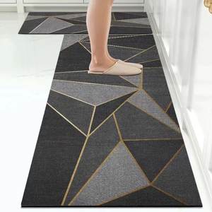 Decorative Poliestere Antiscivolo Impermeabile Morbida <span class=keywords><strong>Cucina</strong></span> Moderna Corridore 2 Pezzo Tappetini da Pavimento Set <span class=keywords><strong>Tappeto</strong></span> da <span class=keywords><strong>Cucina</strong></span> Personalizzato - Product Image 2
