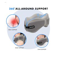 Oreiller de voyage ergonomique en mousse à mémoire de forme pour le cou et la tête, portable, soulagement des douleurs cervicales, écologique, antibactérien, respirant, nettoyage facile