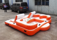 Aoqile PVC CE Certifié, Île Flottante Gonflable pour l'Eau avec Six Chaises Longues, Plage Flottante, Radeau Lounge