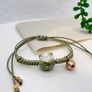 2025 nuovo braccialetto di tessitura del gatto in ceramica del piccolo cartone animato alla moda del gatto <span class=keywords><strong>della</strong></span> <span class=keywords><strong>fortuna</strong></span> fatto a mano tessere braccialetto dello studente - Product Image 4