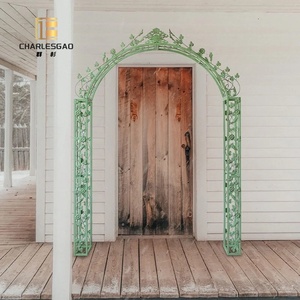 Arche en <span class=keywords><strong>fer</strong></span> <span class=keywords><strong>forgé</strong></span> verte de luxe avec motif de vigne florale, portes cintrées haut de gamme personnalisées, arches de jardin - Product Image 5