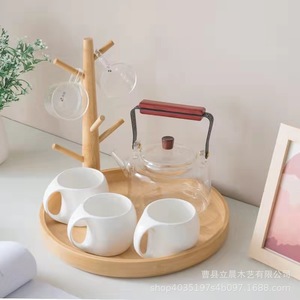 Portavasos de Bambú con Diseño de Rama de Árbol, Estante de Almacenamiento de 3 Niveles que Ahorra Espacio para Sala de Estar o Comedor - Product Image 2