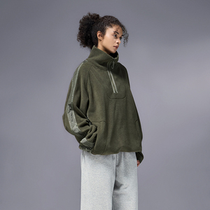 European Style 325gsm Blank Polar Fleece <strong>Jacket</strong> <strong>Half</strong> Zipper Loose Fit Oversized oversized Fleece <strong>Jacket</strong> Outdoor - Product Image 2