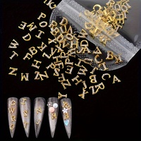 Autocollants et décalcomanies pour ongles en alliage 3D, 26 pièces, lettres de l'alphabet anglais, pour femmes et filles