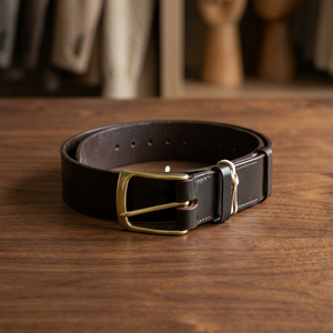 BS INTERNATIONAL Natural Crafts Cow Hide Men's Belts Stainless Steel Pin Buckle <b>Skull</b> Design High Strength Resistance Waterproof - Product Image 2