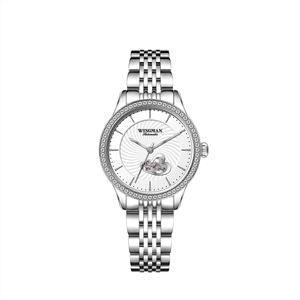 นาฬิกาข้อมืออัตโนมัติสำหรับผู้หญิง สายสแตนเลสสตีล ขอบเพชร ปี 2020 หน้าปัดสีขาว ขนาด 36 มม. ตัวเรือนสแตนเลสสตีลเคลือบ IP - Product Image 1