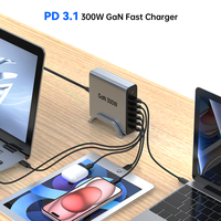 Cargador Rápido Tommox PD 3.1 GaN ETL de 300W, Estación de Carga de Escritorio con 6 Puertos USB C para Teléfono, Laptop y Tablet, Tipo C