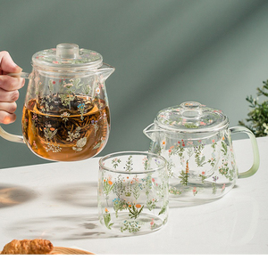 Juego de tetera enfriadora de desayuno de gran capacidad de vidrio de borosilicato alto personalizable, báscula doméstica con asa de fábrica - Product Image 3