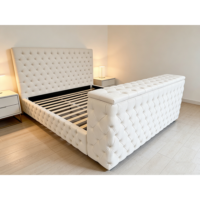 2025 Factory Wholesale Intelligent Square TV Bed Bedroom Furniture with Fireplace and Lifting Lever