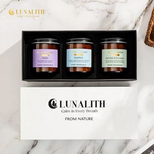 LunaLith - Bougies parfumées en cire de soja en gros - Coffret cadeau 200g |   Ensemble cadeau de bougies parfumées personnalisées en verre ambré pour la décoration de la maison - Product Image 4