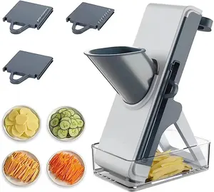 Nouvelle trancheuse mandoline sûre 5 en 1 bandes de coupe-légumes Julienne Dicer épaisseur réglable 0.1-8mm pour Kitench préparation de repas rapide