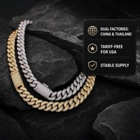 Collier unisexe tendance en laiton plaqué de luxe, chaîne cubaine classique avec zircon de forme géométrique, idéal pour les fêtes et les cadeaux