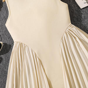 2025夏季青少年服装立领气质百褶拼接无袖长裙儿童女童连衣裙 - Product Image 5