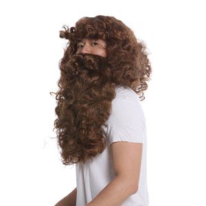 Pelucas de fiesta de fibra sintética <span class=keywords><strong>vikinga</strong></span> marrón con bigote - Product Image 3