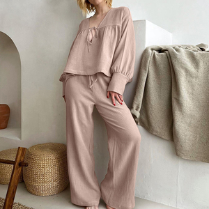 Tùy Chỉnh Mùa Hè Mới Bán Buôn Lụa Vải Sang Trọng Của Phụ Nữ Bộ Đồ Ngủ Bộ, Ngắn Tay Áo Satin Bộ Đồ Ngủ/ - Product Image 4