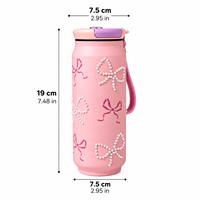 Bouteille d'eau isotherme à double paroi en acier inoxydable 304 de 16 oz, couleur personnalisée, avec corde, pour filles, motif canette de cola perlée
