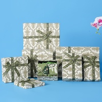 Boîtes cadeaux imprimées décoratives avec couvercles, ruban et nœud, ensemble d'emballage rectangulaire empilable pour les fêtes, les anniversaires, les mariages, les cadeaux