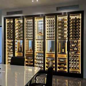 <span class=keywords><strong>Armoire</strong></span> de présentation de champagne et de vin à double zone en acier inoxydable sur mesure, style unique, réfrigérateur thermoélectrique, écologique - Product Image 1