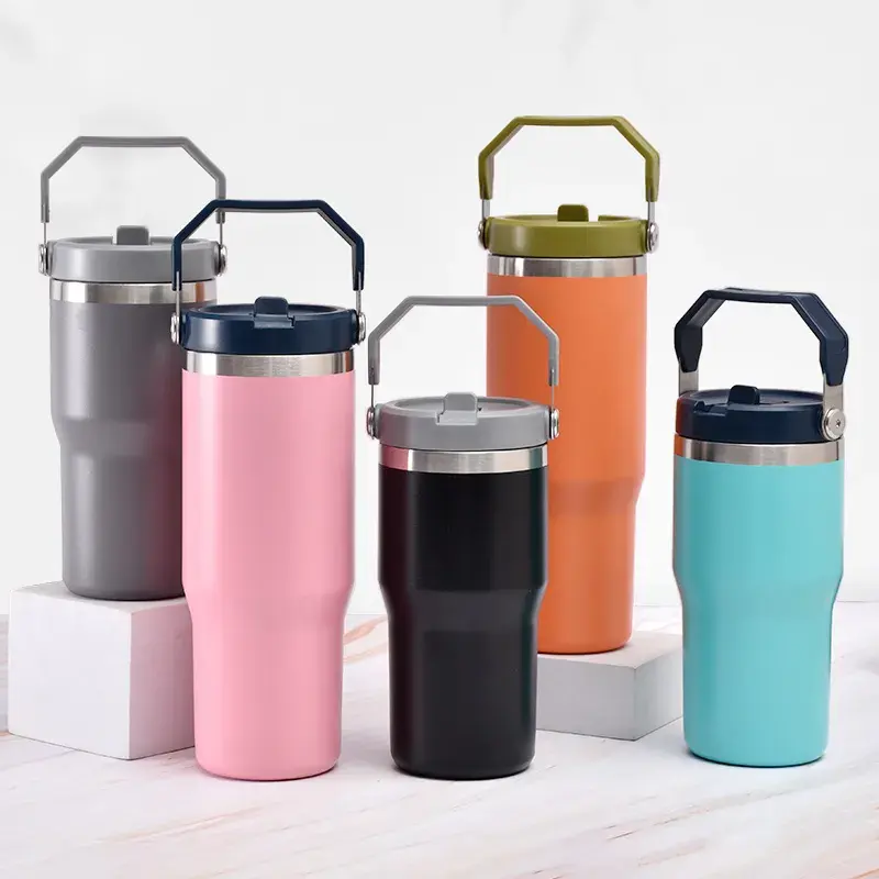 20oz 30oz Stainless Steel Vacuum insulated Water Bottle Straw Leak proof Rollover office coffee cup Outdoor Travel water bottle