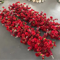 Centre de table de mariage de luxe C-694, chemin de table fleuri, rose rouge en soie, fleur artificielle, taille moyenne, pour fête de mariage