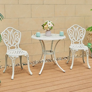 Luxury alluminio Outdoor White <span class=keywords><strong>Garden</strong></span> Set mobili da cortile Casting tavolino da caffè per il tempo libero e sedie a 2 posti - Product Image 3