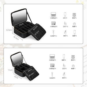 Organisateur de maquillage Niceland en cuir PU, trousse à cosmétiques avec miroir intégral, étui de rangement portable pour usage domestique - Product Image 3