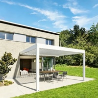 Pergola moderne minimaliste intelligente en alliage d'aluminium à lames orientables pour villas, jardins, terrasses extérieures, auvent pare-soleil et véranda de loisirs