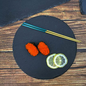 Assiette à steak ronde en ardoise noire unie pour les repas d'hôtel, le service du café et du thé, les cadeaux d'affaires - Product Image 2