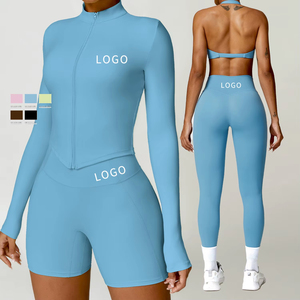 Ensemble de vêtements de sport personnalisés 2024, leggings taille haute pour soulever les fesses, vêtements de sport pour la course à pied, vêtements de sport pour la salle de sport, veste de yoga, ensemble sans couture, longueur intégrale - Product Image 1