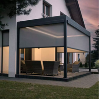 Système de toiture de pergola professionnelle en aluminium à lamelles réglables, avec occultation intégrée, résistant au vent, pour terrasse extérieure, motorisé ou manuel