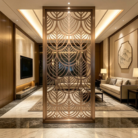 Paravent d'intérieur/extérieur en acier inoxydable doré PVD de luxe, découpé au laser, style Art Déco, panneau géométrique en treillis
