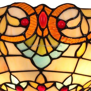 Lampe murale demi-hauteur de style Tiffany de luxe de 12 pouces, design baroque en verre teinté, pour chambre à coucher, salle à manger, source de lumière LED, petites tailles - Product Image 5