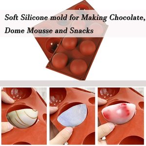 Molde de Silicona de Grado Alimenticio de 6 Cavidades Semiesféricas, Molde de Silicona Rectangular Ecológico para Pastel de Chocolate - Product Image 4