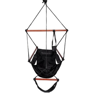 Chaise <span class=keywords><strong>hamac</strong></span> suspendue rembourrée <span class=keywords><strong>avec</strong></span> <span class=keywords><strong>repose</strong></span>-<span class=keywords><strong>pieds</strong></span>, matériel pour Patio, jardin, extérieur et intérieur, capacité de 350 livres (noir) - Product Image 3