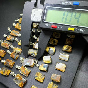 Liontin Kubus Kuarsa Penyembuh Grosir Perak Sterling 925 Alami dengan Rutil Emas untuk Dekorasi - Product Image 2