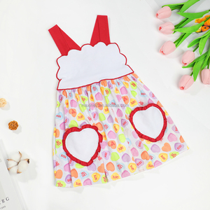 Vestito da bambina Maxine Low Moq con ricamo a cuore, dolce vestito da bambina per San Valentino - Product Image 3