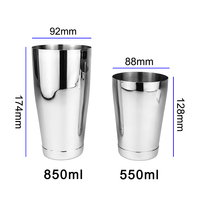 Coctelera Boston de Doble Peso de 850/550 ml (28+18 oz) con Logotipo Personalizado OEM, de Acero Inoxidable 304, para Barman y Mezclador de Cócteles