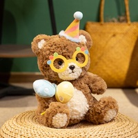 Peluche ours en peluche adorable avec tissu doux et design sur le thème des anniversaires, idéale comme cadeau confortable pour les enfants ou pour la décoration de la maison