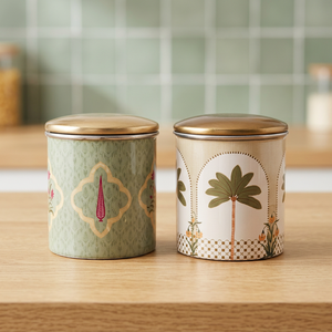 Boîtes à épices en métal de style marocain avec couvercle, design rond, motif imprimé, conteneur alimentaire à 1 couche, pour garder les aliments frais - Product Image 2