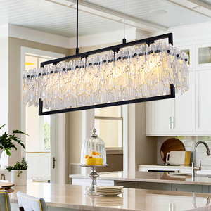 2026 Hot Modern Luxury Farmhouse Style Black Glass LED Chandelier Pendant Light For Home Living Room Indoor Villa - Product Image 1