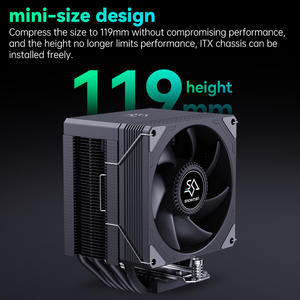 Enfriador de CPU Universal Snowman, 6 Tubos de Calor, Rodamiento de Fluido, Ventilador de 92 mm, 180 W, PWM, 4 Pines, Disipador de Calor de Cobre y Aluminio, <span class=keywords><strong>Caja</strong></span> Completa - Product Image 4