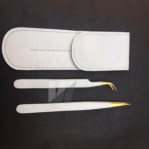 Pince à épiler d'extension de cils droite mince en forme de L courbée blanche mate Logo personnalisé Pointe pointue en acier inoxydable durable Logo personnalisé - Product Image 3