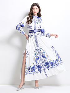 Abito Lungo da Donna con Stampa Floreale, Cintura, Casual, con Bottoni e Spacco (Disponibile in Taglie Forti) - Product Image 3