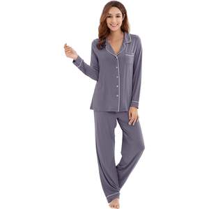 Ensemble de pyjama en viscose de bambou pour femme, haut boutonné et pantalon doux, vêtements de nuit rafraîchissants, tailles S à 3X - Product Image 1